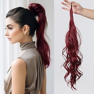 Drawstring Ponytails Adjustable / curling Synthetic Hair Hair Piece Hair Extension Wavy / Deep Wave 26 inch New Year / Party / Evening / Evening Party miniinthebox