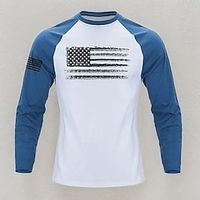 Graphic American Flag Fashion Designer Basic Men's 3D Print T shirt Tee Tee Top Long Sleeve Shirt Street Casual Vacation T shirt Black White Blue Long Sleeve Crew Neck Shirt Spring   Fall Clothing Lightinthebox