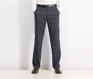 Mens Classic-Fit Stretch Plaid Suit Pants  Grey/Blue