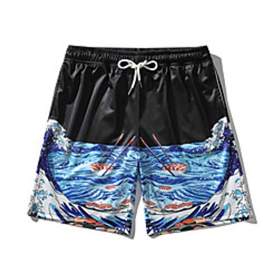Men's Casual  Sporty Athleisure Breathable Outdoor Daily Gym Jogger Shorts Pants Abstract Short Drawstring Pocket 3D Print Black Lightinthebox