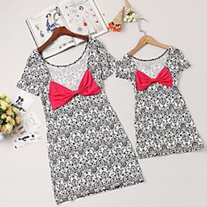 Mommy and Me Striped Short Sleeve Maxi Basic Dresses Lightinthebox