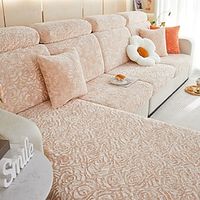 Stretch Sofa Seat Cushion Cover Rose Jacquard Velvet Slipcover Elastic Couch Cover for Armchair Loveseat 4 or 3 Seater Solid Soft Durable Washable Furniture Protection for Dogs Cats Lightinthebox - thumbnail