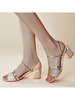 Plain Chunky High Heeled Peep Toe Casual Date Sandals