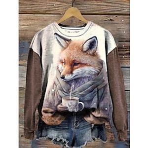 Women's Sweatshirt Pullover Graphic Active Sportswear Funny Print Brown Casual Sports Round Neck Long Sleeve Top Micro-elastic Fall  Winter Lightinthebox