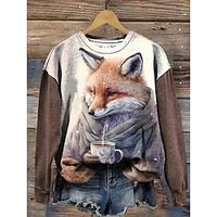 Women's Sweatshirt Pullover Graphic Active Sportswear Funny Print Brown Casual Sports Round Neck Long Sleeve Top Micro-elastic Fall  Winter Lightinthebox - thumbnail