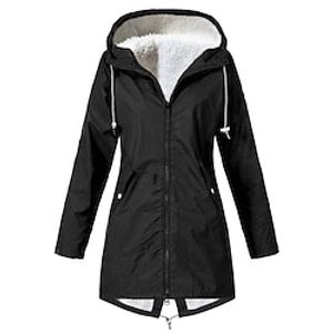 Women's Puffer Jacket Waterproof Parka Winter Coat Fleece Jacket Thermal Warm Heated Jacket Windproof Outdoor Hiking Sport Hooded Coat with Pocket Zipper Black Fall Lightinthebox
