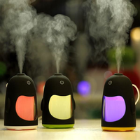 Mini Portable Penguin Shaped Humidifier USB Air Purifier With LED Night Light