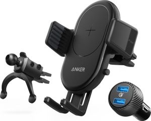 Anker PowerWave 7.5 Car Charger With Air Vent Phone Holder, Black