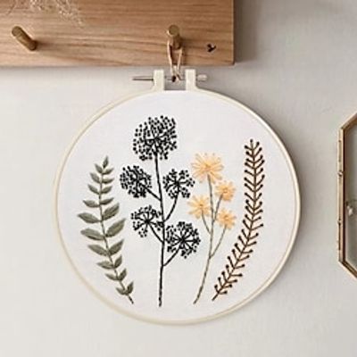 Embroidery Kits DIY Embroidery Starter Kit with Plant Flower Pattern Bamboo Embroidery Hoop Color Threads Cross Stitch Kit miniinthebox
