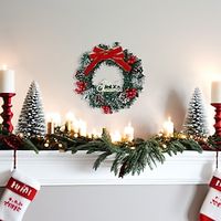 Handmade Christmas Wreaths, Holiday Decorative Party Wreath, Christmas Hanging Wreath with Red Berries Pine Cones for Front Door Xmas Tree Home Decor Lightinthebox - thumbnail