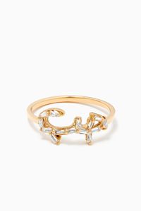 "Hob/ Love" Diamond Baguette Ring in 18kt Yellow Gold