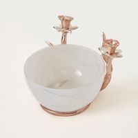 Glass Decor Bowl with Floral Accent Glass Decor Bowl with Floral Accent