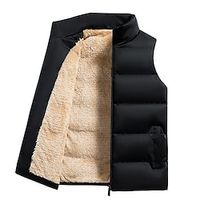 Men's Fleece Vest Gilet Outdoor Camping  Hiking Daily Wear Vacation Fashion Basic Fall  Winter Zipper Pocket Polyester Windproof Warm Plain Zipper Stand Collar Regular Fit Black Red Dark Blue Vest Lightinthebox - thumbnail