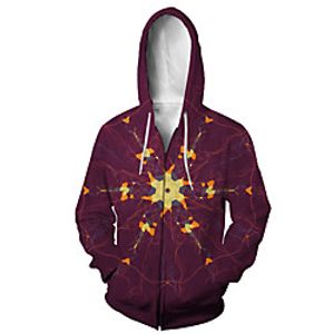 Men's Zip Up Hoodie Sweatshirt Animal 3D Casual Daily 3D Print Casual Hoodies Sweatshirts  Wine Lightinthebox