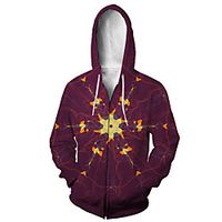 Men's Zip Up Hoodie Sweatshirt Animal 3D Casual Daily 3D Print Casual Hoodies Sweatshirts  Wine Lightinthebox - thumbnail