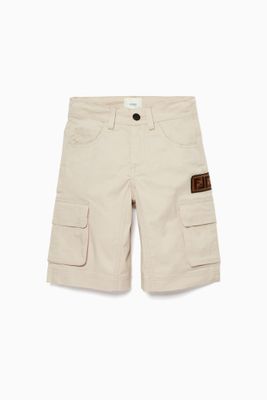 Beige Logo Patch Shorts Beige Logo Patch Shorts