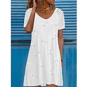 Women's A Line Dress Knee Length Dress White Gray Pink Short Sleeve Print LOVE Print Spring Summer V Neck Casual 2022 S M L XL XXL 3XL Lightinthebox