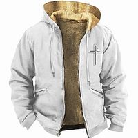 Graphic Cross Men's Daily 3D Printing Hoodie Holiday Vacation Going out Hoodies Black White Hooded Print Fall  Winter Designer Hoodie Sweatshirt Lightinthebox - thumbnail