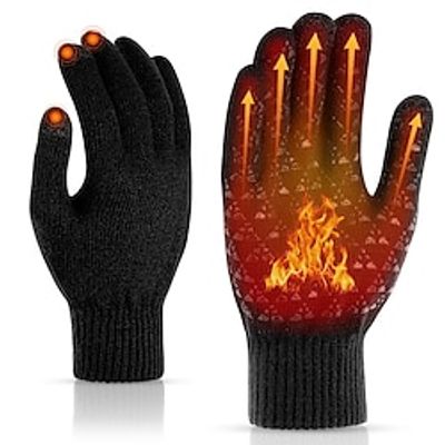 Heated Gloves, Electric Winter Gloves for Men and Women, USB Mitten Hand Touch Screen Adjustable Thermal Warm Washable Design Knit Laptop Gloves for Running Driving Hiking miniinthebox