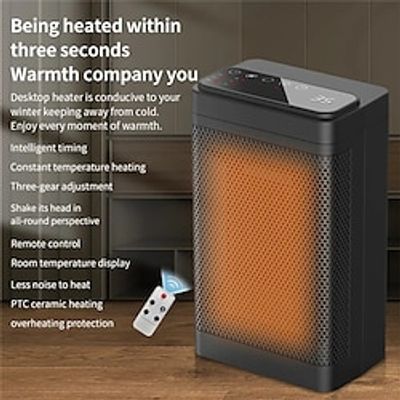 Portable Electric PTC Fan Heater Bathroom Living Room Fixed Constant Temperature Shake Head Remote Control House Warmer Machine Lightinthebox