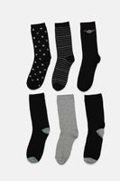 Womens 6 Pairs Cotton Crew Socks  Black Combo - thumbnail