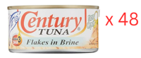 Century Tuna Flakes In Brine, 180G Pack Of 48 (UAE Delivery Only)