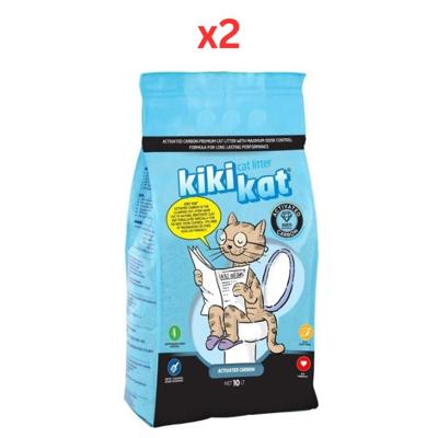 Kiki Kat White Bentonite Clumping Cat Litter - Activated Carbon - 10L (Pack of 2) Kiki Kat White Bentonite Clumping Cat Litter - Activated Carbon - 10L (Pack of 2)