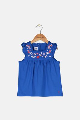 Toddler Girls Embroidered Top Blue Toddler Girls Embroidered Top Blue