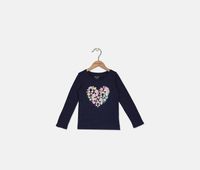 Girls Printed Heart Shape Long Sleeve Top  Evening Blue - thumbnail