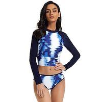 Women's Rashguard Swimsuit UV Sun Protection UPF50 Breathable Long Sleeve Swimwear Bathing Suit 2 Piece Swimming Surfing Beach Water Sports Gradient Summer / Stretchy / Quick Dry / Lightweight miniinthebox - thumbnail