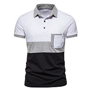 Men's Golf Shirt Tennis Shirt Color Block Short Sleeve Casual Tops Simple White Navy Blue miniinthebox