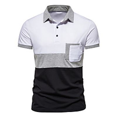 Men's Golf Shirt Tennis Shirt Color Block Short Sleeve Casual Tops Simple White Navy Blue miniinthebox