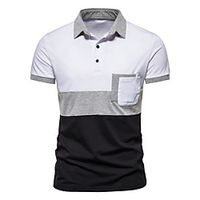 Men's Golf Shirt Tennis Shirt Color Block Short Sleeve Casual Tops Simple White Navy Blue miniinthebox - thumbnail