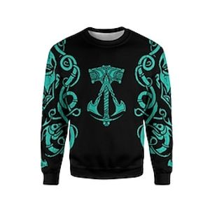 Men's Unisex Sweatshirt Pullover Tribal Graphic Prints Print Daily Sports Holiday 3D Print Casual Streetwear Hoodies Sweatshirts  Green miniinthebox