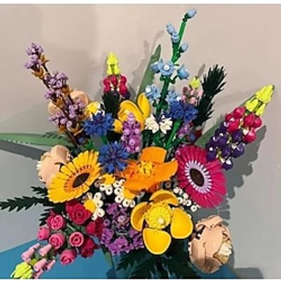 Icons Wildflower Bouquet 10313 Set - Artificial Flowers with Poppies and Lavender Adult Collection Unique Home Dcor Botanical Piece for Wife Spring Flowers Valentine's Day for Girls Lightinthebox