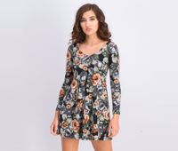 Womens Floral Printed Dress  Black Combo - thumbnail