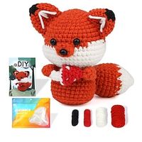 Crochet Kit for Beginners, Beginner Crochet Starter Kit with Video Tutorials, Beginner Crochet Kit for Adults Kids, Knitting Kit for Beginners  The Same Handmade Diy Crochet Wool Woven Red Fox Doll Material Bag Lightinthebox - thumbnail