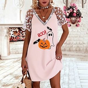 Women's Casual Dress T Shirt Dress Tee Dress Shift Dress Mini Dress Pink Grey White Short Sleeve Letter Sequins Winter Fall Autumn V Neck Modern 2022 S M L XL 2XL miniinthebox