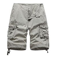 Men's Cargo Shorts Shorts Work Shorts Button Multi Pocket Plain Wearable Short Outdoor Daily Going out 100% Cotton Fashion Classic ArmyGreen Black Lightinthebox