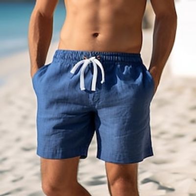 Men's Shorts Linen Shorts Summer Shorts Drawstring Elastic Waist Straight Leg Plain Comfort Breathable Above Knee Casual Daily Holiday Linen Cotton Blend Fashion Classic Style Dark Blue miniinthebox Men's Shorts Linen Shorts Summer Shorts Drawstring Elastic Waist Straight Leg Plain Comfort Breathable Above Knee Casual Daily Holiday Linen Cotton Blend Fashion Classic Style Dark Blue miniinthebox