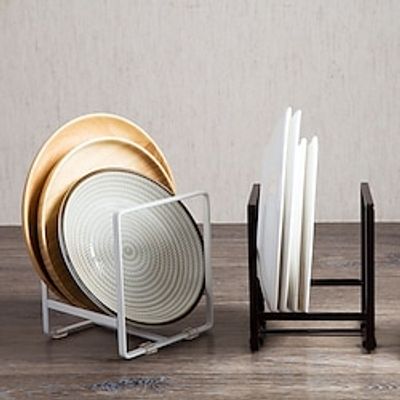1pc Kitchen Storage Rack, Japanese-style Minimalist, No Drilling Required, Iron Dish Rack, Plate Organizer With Drainboard And Chopping Board Holder Lightinthebox