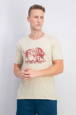 Mens Running of the Bulls Graphic T-Shirt  Oatmeal