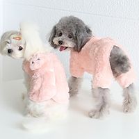 pink Autumn And Winter Meat Powder Rabbit Vest Two Coat Four Legged Clothing Lightinthebox - thumbnail