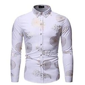 men's casual shirts white nightclub party floral bronzing men shirt slim fit long sleeve camisa masculina wedding mens dress Lightinthebox