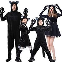 Cat Cosplay Costume Outfits Group Costume Kid's Adults' Men's Cosplay Halloween Halloween Festival / Holiday Plush Fabric Black Men's Women's Easy Carnival Costumes miniinthebox - thumbnail