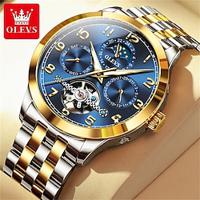 New Olevs Brand Men'S Watches Moon Phase Decorative Luminous Calendar Week Display Multifunction Mechanical Watch Fashion Waterproof Men'S Sports Wrist Male Lightinthebox