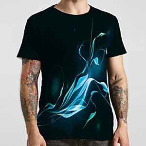Men's Unisex Tee T shirt 3D Print Graphic Prints Geometry Plus Size Print Short Sleeve Casual Tops Basic Designer Big and Tall Black miniinthebox