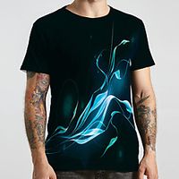 Men's Unisex Tee T shirt 3D Print Graphic Prints Geometry Plus Size Print Short Sleeve Casual Tops Basic Designer Big and Tall Black miniinthebox - thumbnail