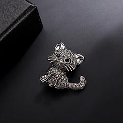 Women's Brooches Classic Cat Animals Stylish Brooch Jewelry Silver For Daily Date Lightinthebox