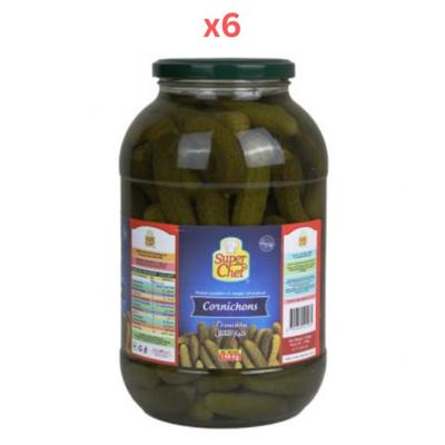 Super Chef Cornichons In Glass Jar 1.96Kg Pack Of 6)